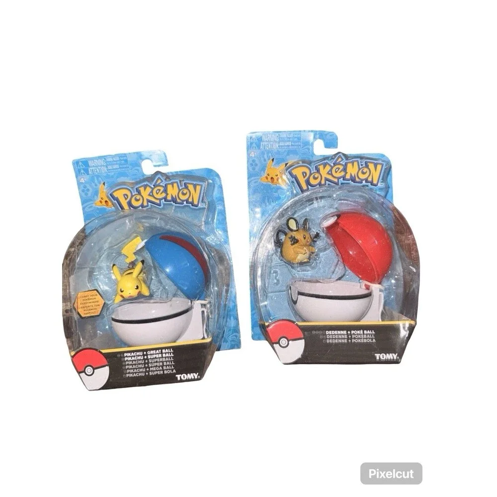 Pokemon Pikachu Great Ball & Dedenne Poke Ball TOMY Lot 2 New